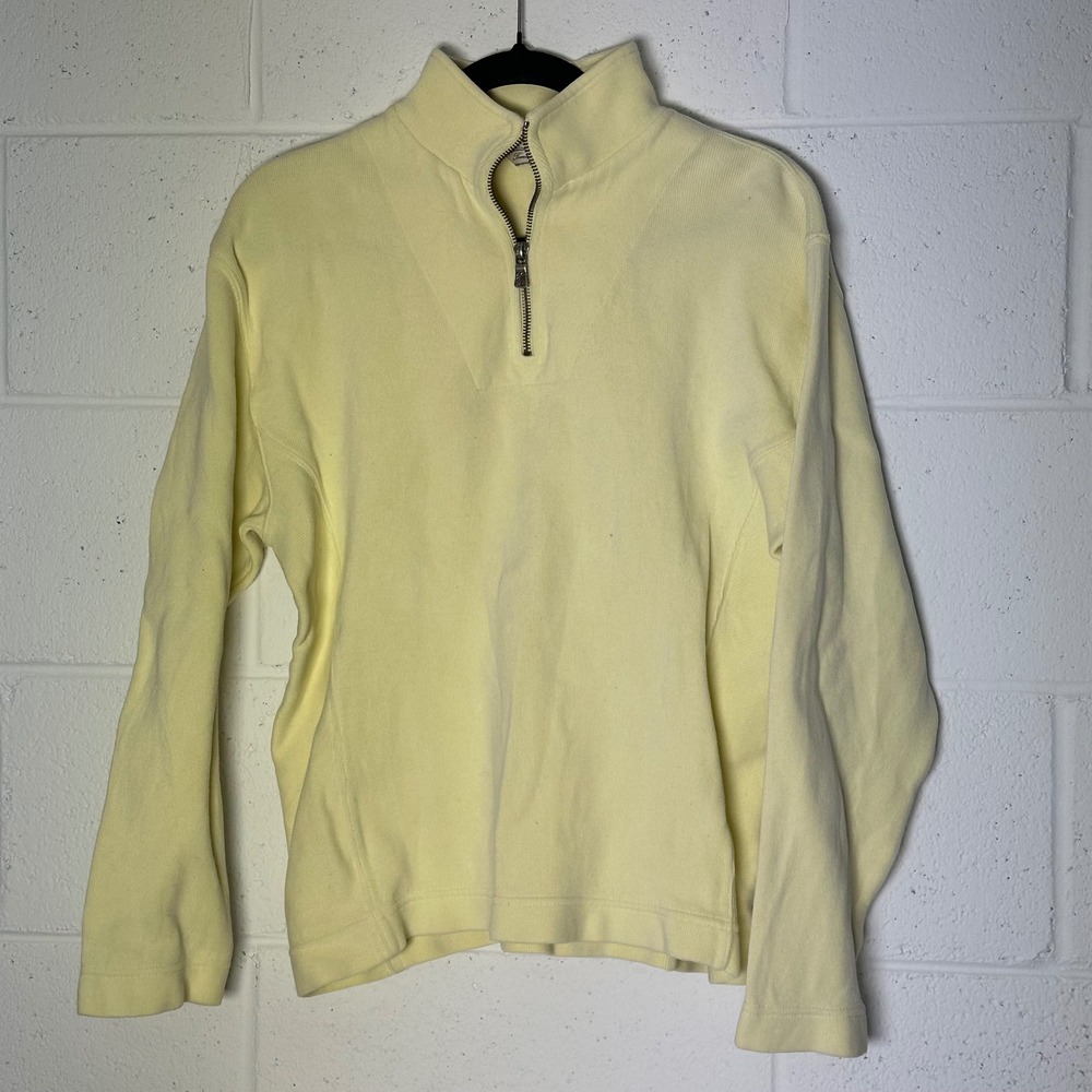 Tommy Bahama Womens Pastel Yellow Quarter Zip Pullover Sweatshirt‎ Size M